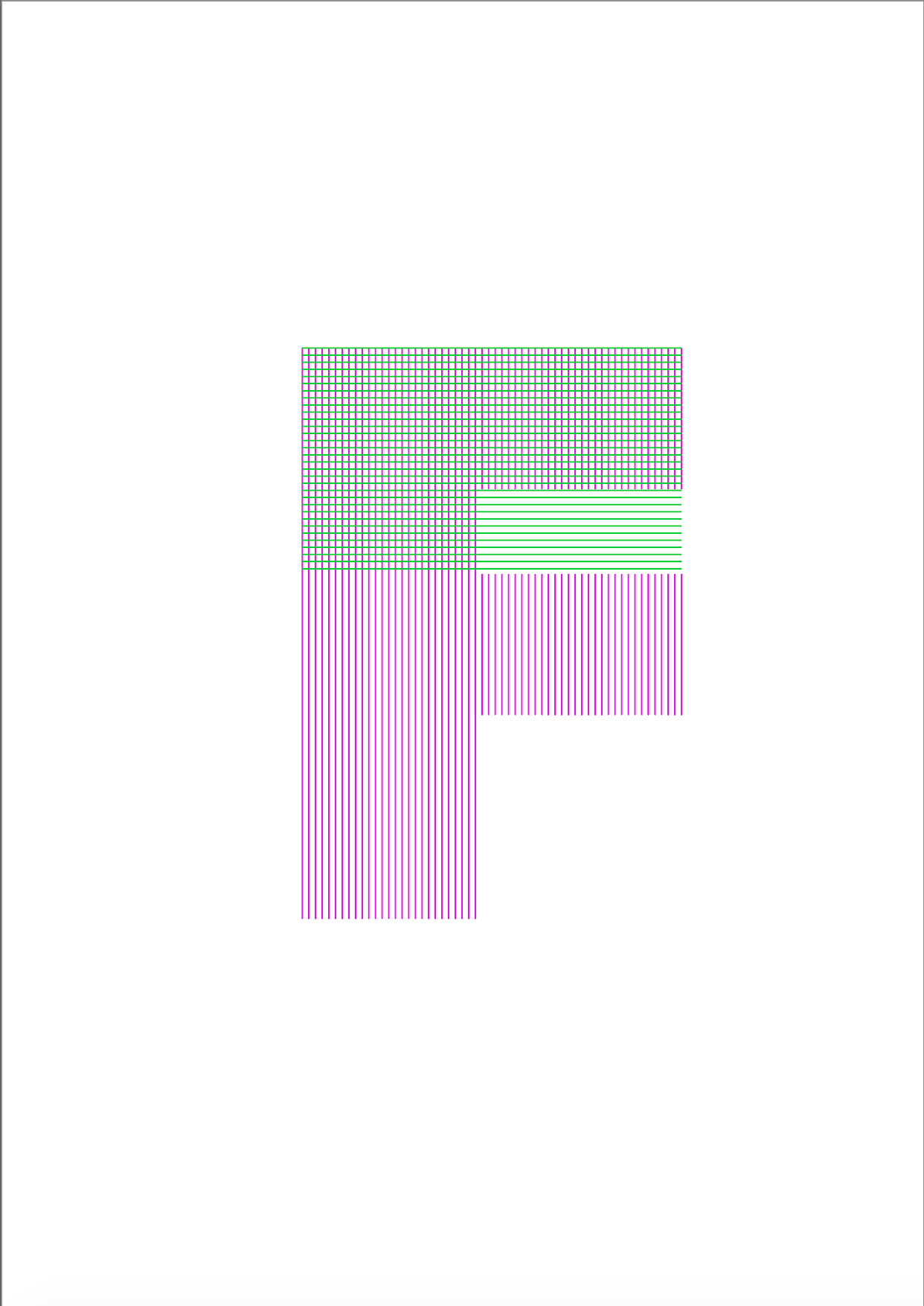 This shows pink lines going one way and green the other. My idea would be for this to be something about feminism since it uses the right colours. The idea would be the crossover of lines would represent a certain percentage or number.