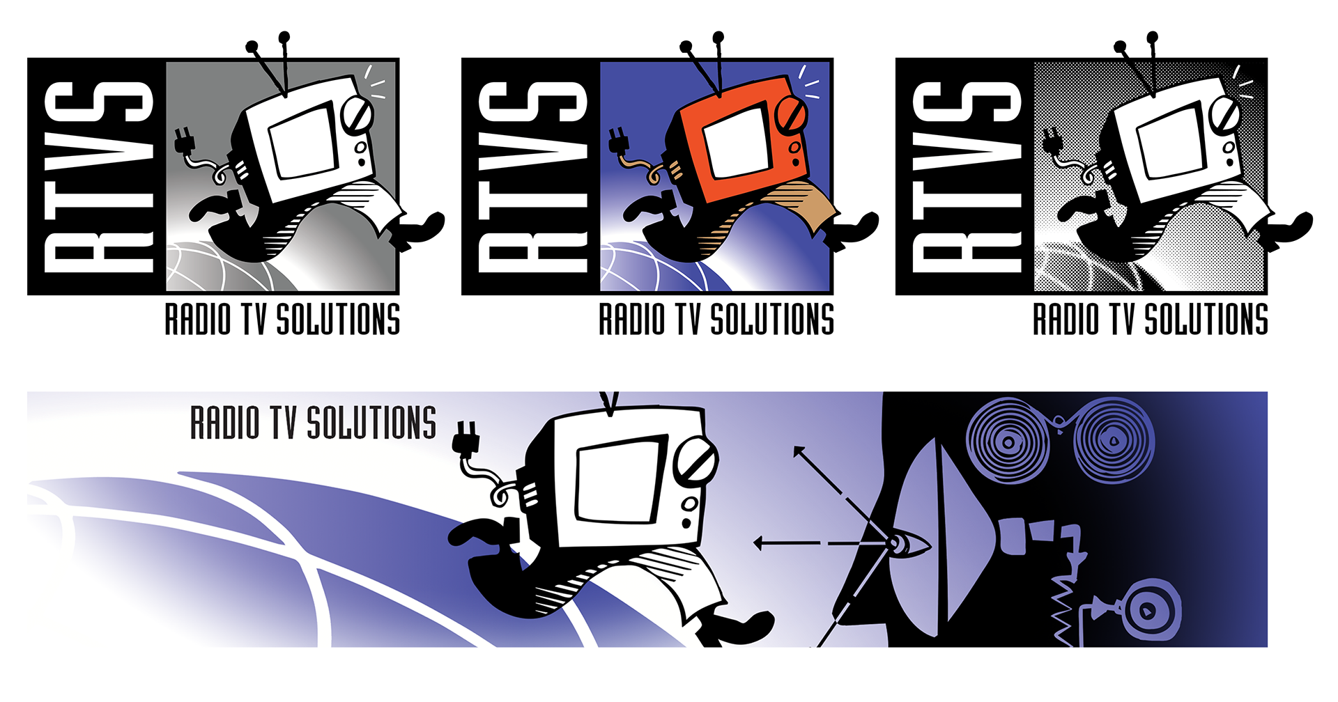 Final logo with black and white variants and banner