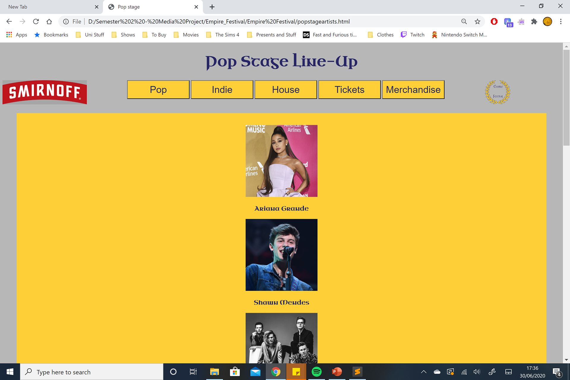 Line up page 1