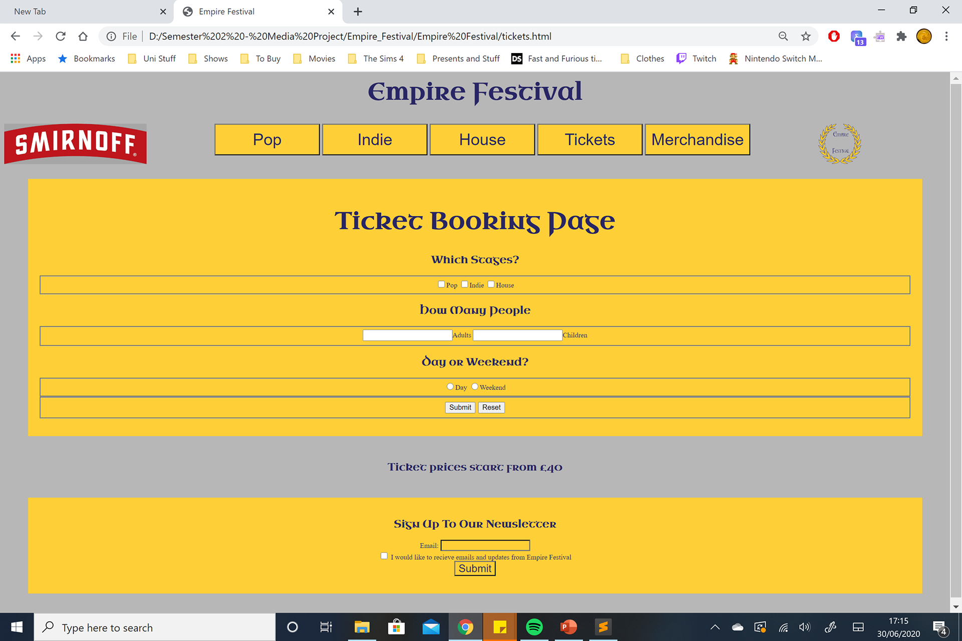 Ticket page