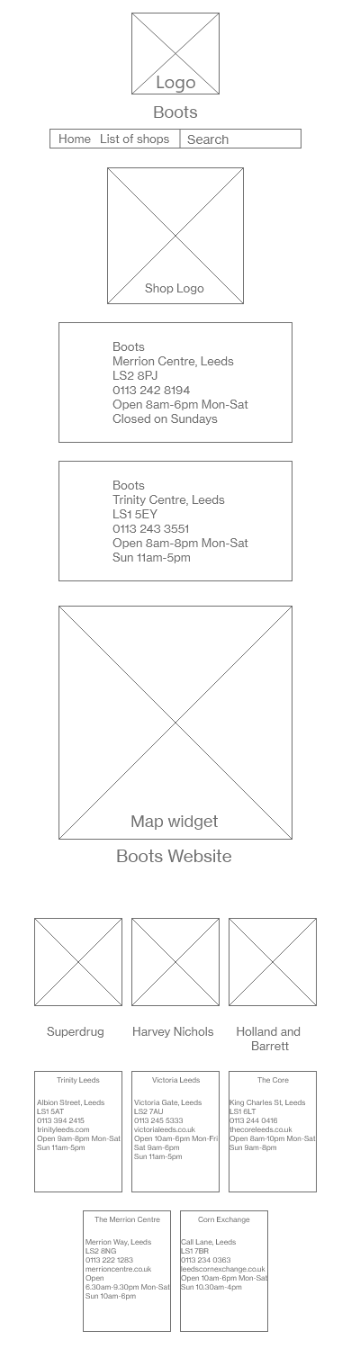 Mobile Wireframe - individual shop
