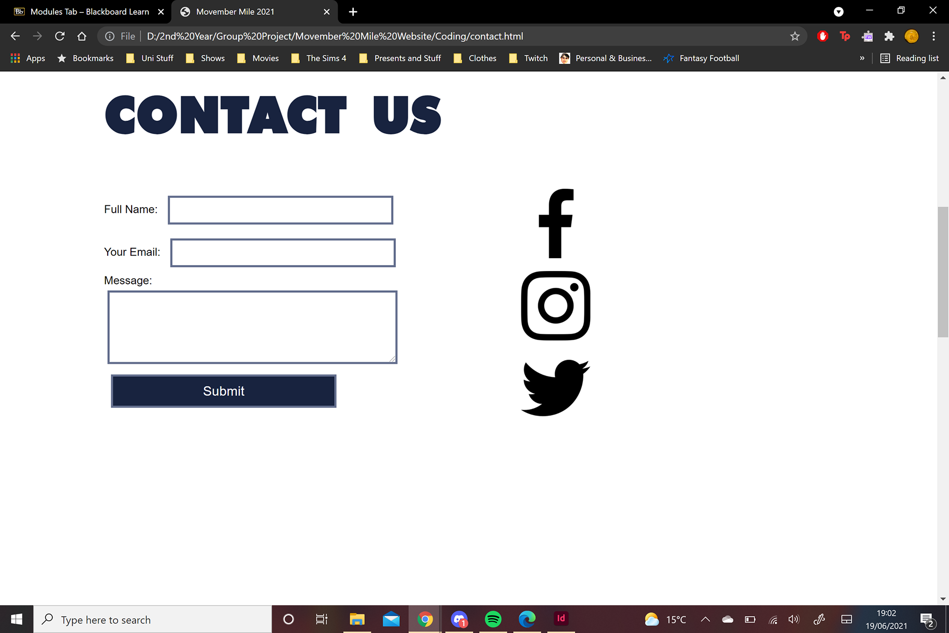 Contact page