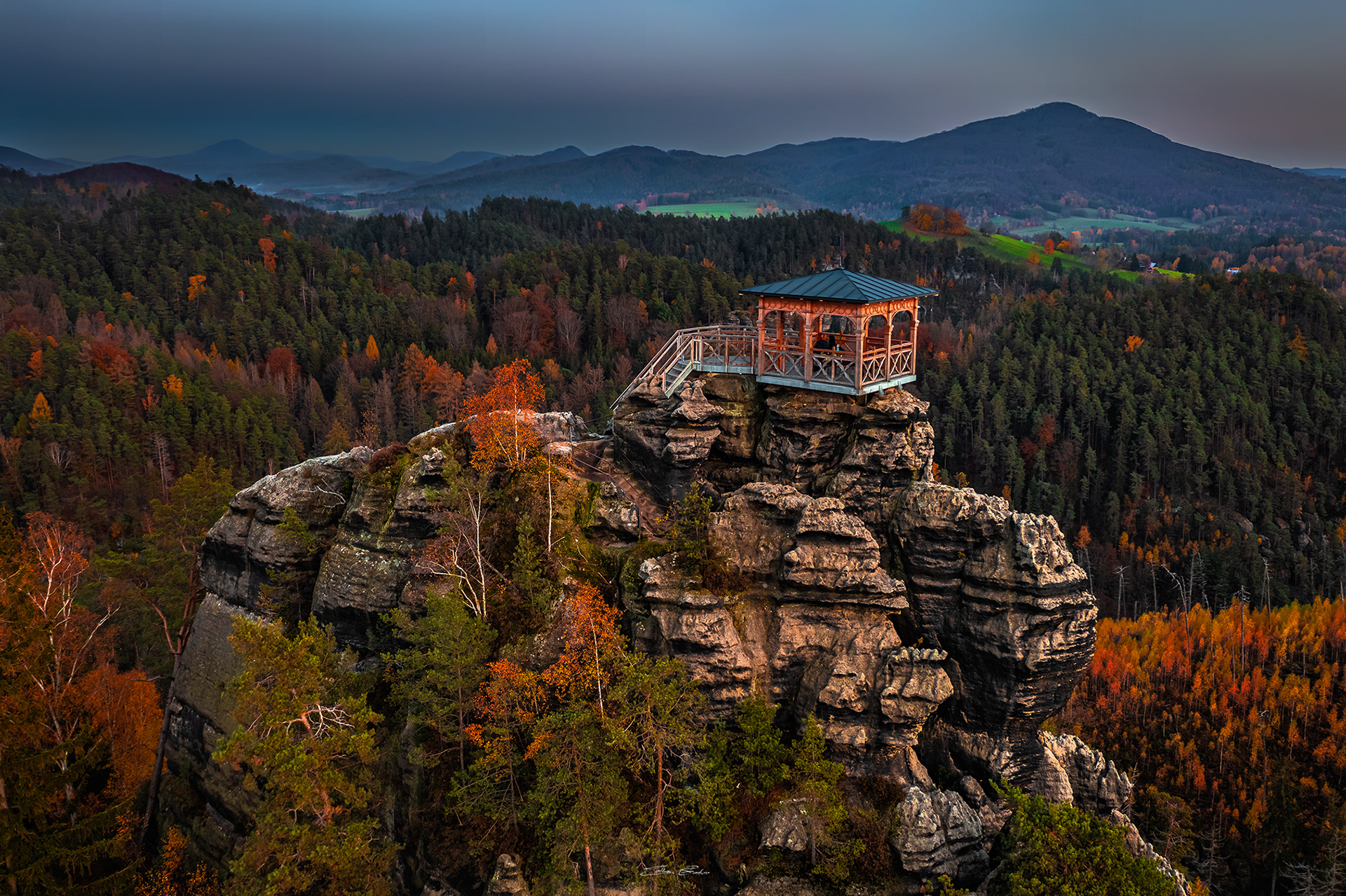 Aerial view of Mariina Vyhlidka (Mary's view) lookout