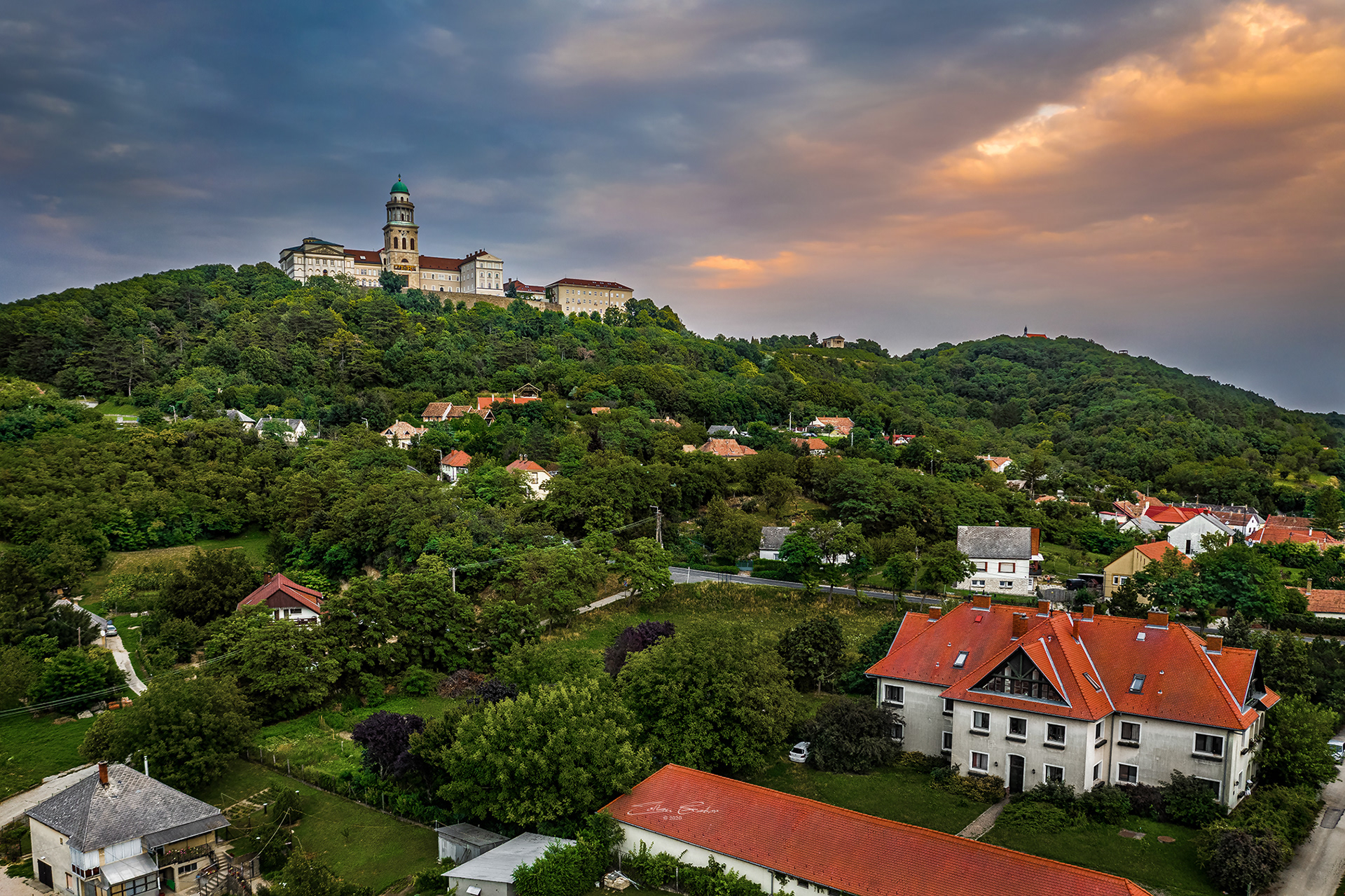 Aerial view of the The Benedictine Pannonhalma Archabbey