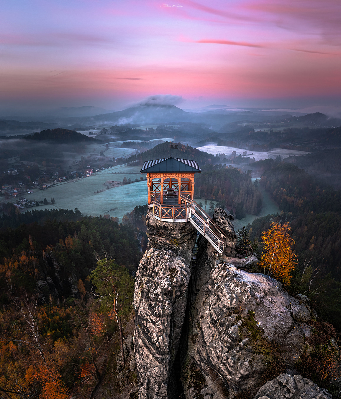 Aerial view of Mariina Vyhlidka (Mary's view) lookout