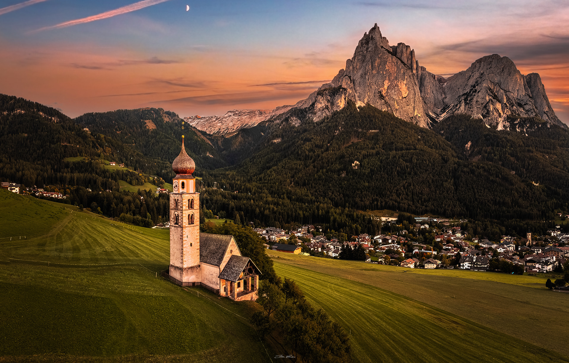 St. Valentin Church at sunset