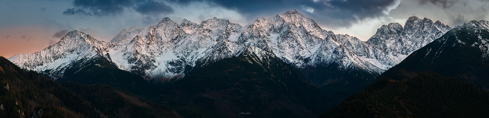 Aerial panoramic view of the High Tatras mountains