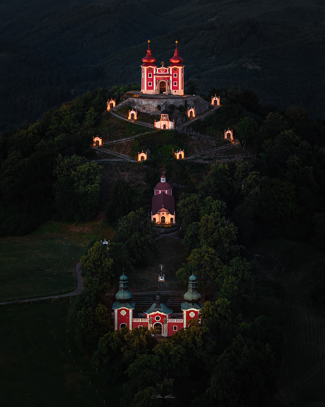 Aerial view of Calvary Banská Štiavnica - Slovakia