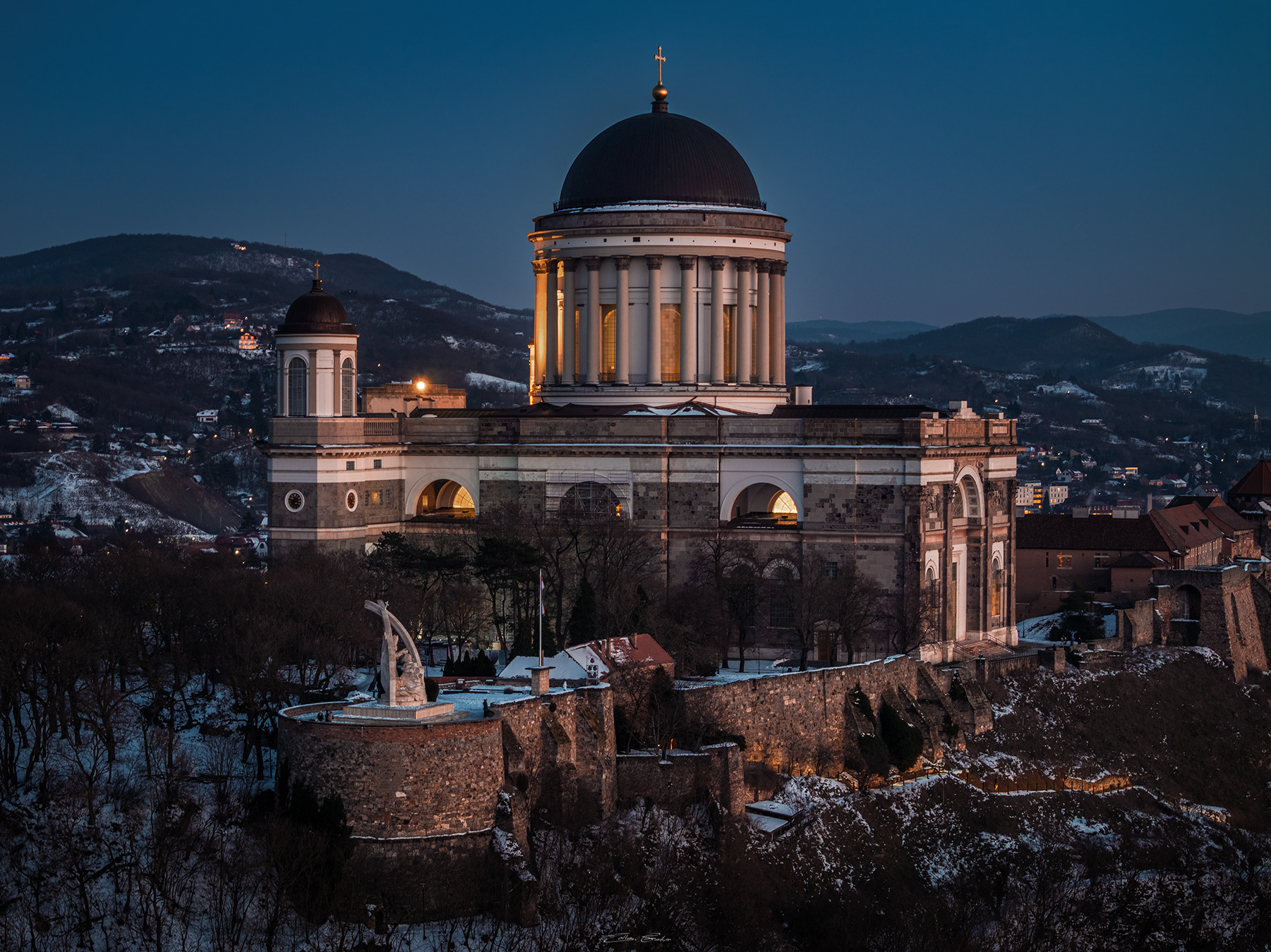 Basilica of Esztergom at winter time