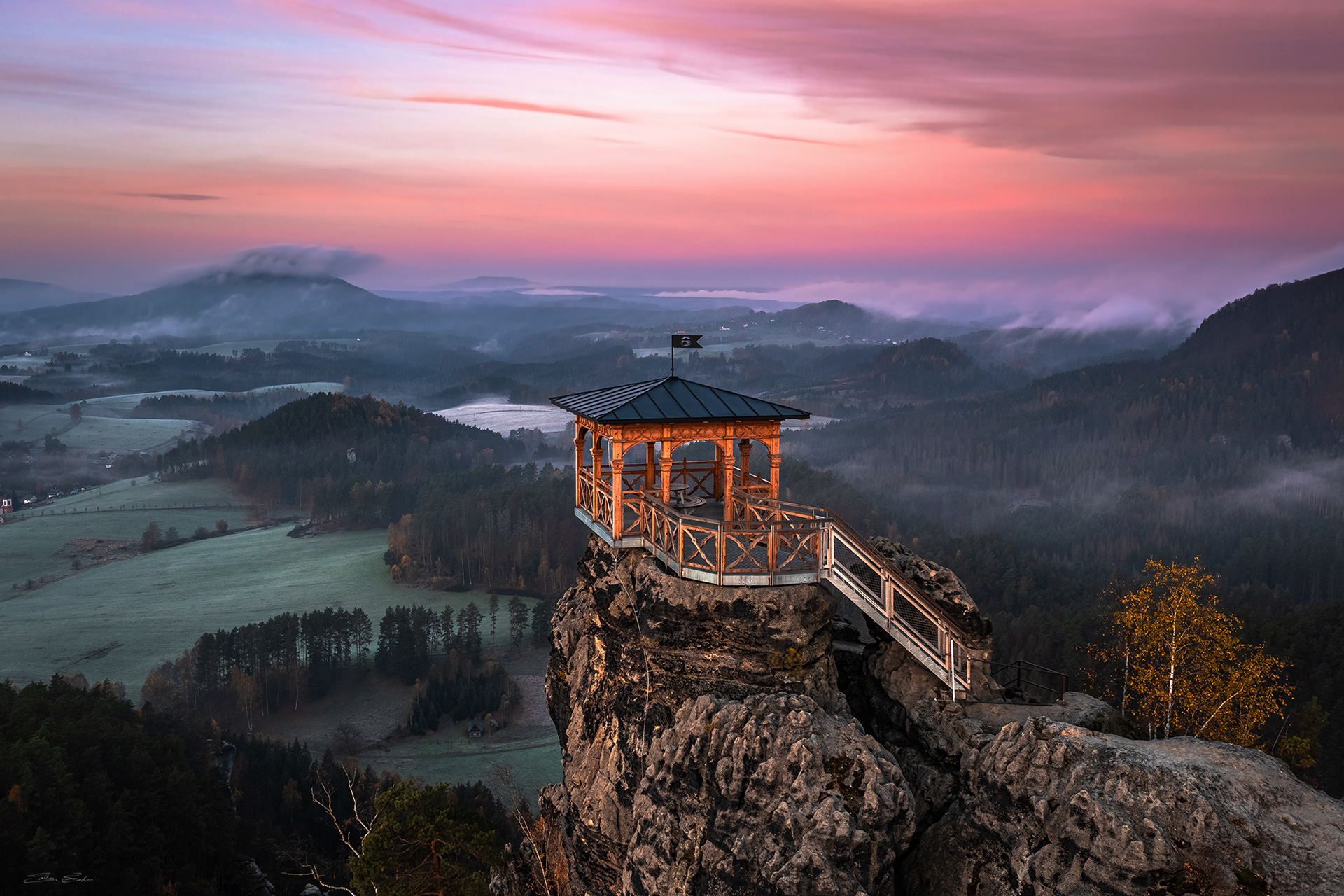 Aerial view of Mariina Vyhlidka (Mary's view) lookout