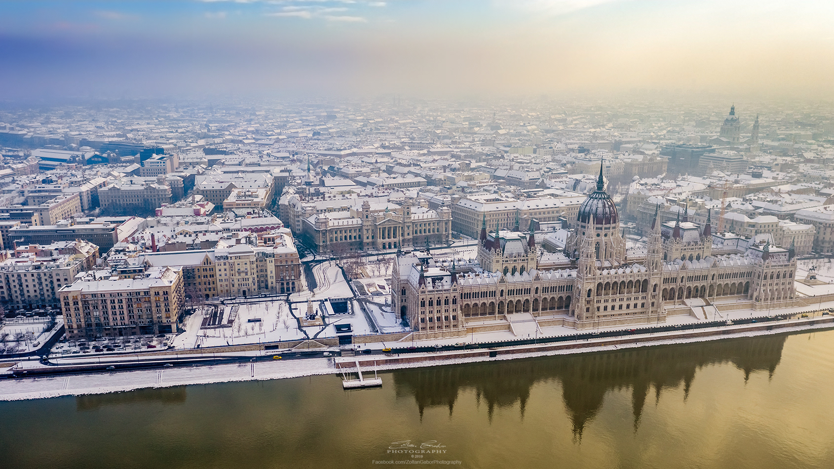 Parliament of Hungary at wintertime