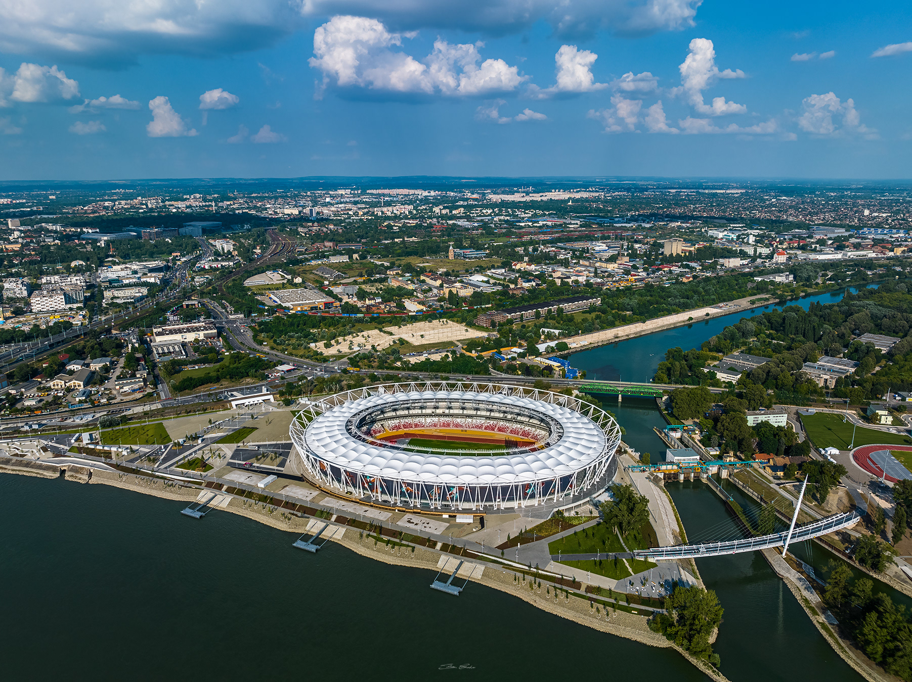 Budapest, Hungary - National Athletics centre from above