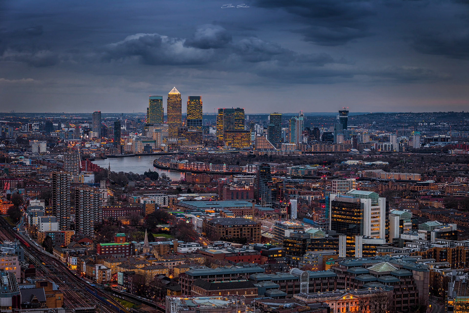 London's Skyline with Canary Wharf