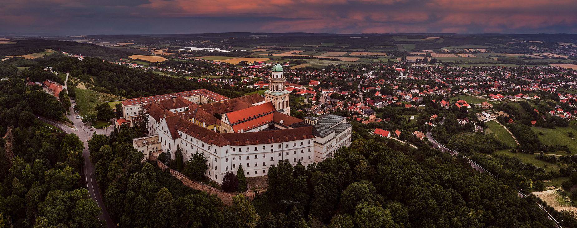 Aerial view of the The Benedictine Pannonhalma Archabbey