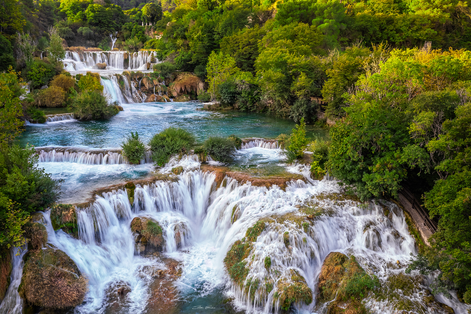 Krka Waterfalls at summer time