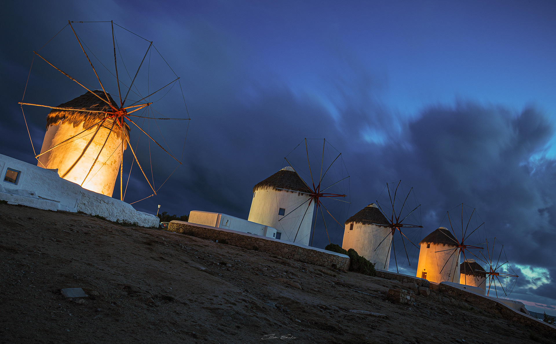 The famous windmills of Mykonos Island