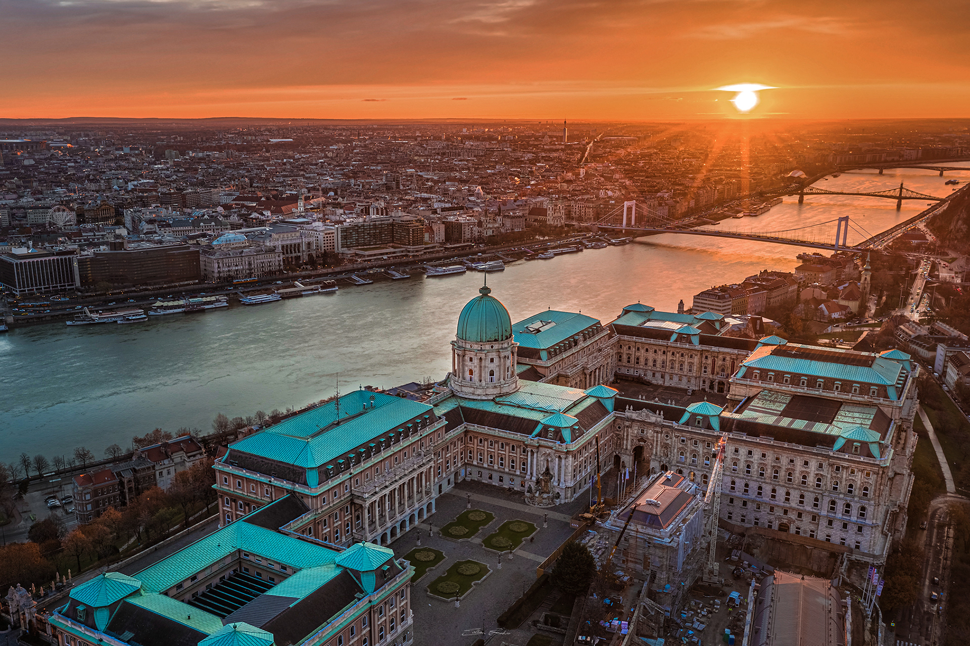 Buda Castle Royal Palace in golden morning lights