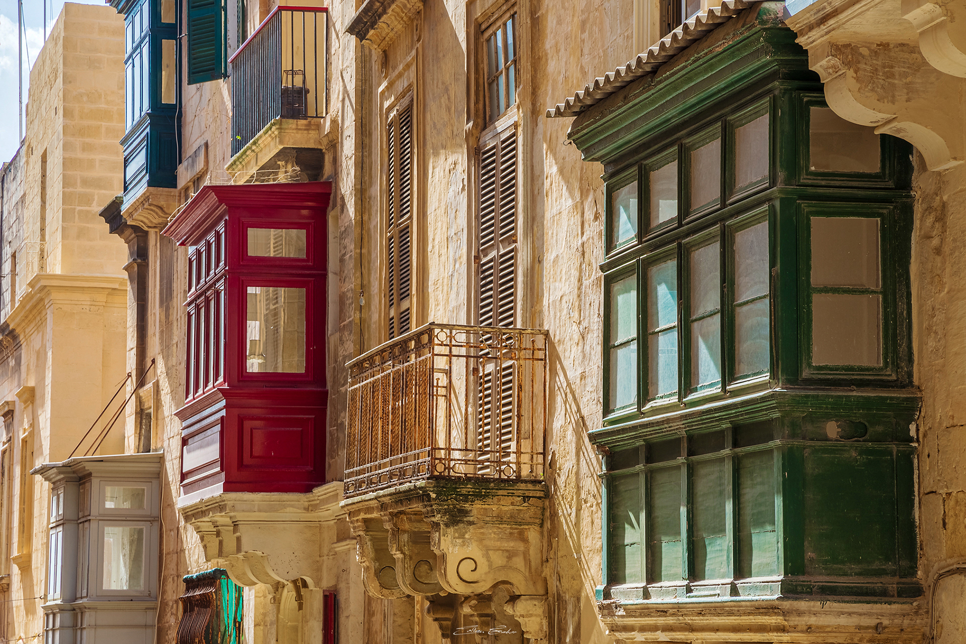 Traditional colourful Maltese Balconies - Valletta