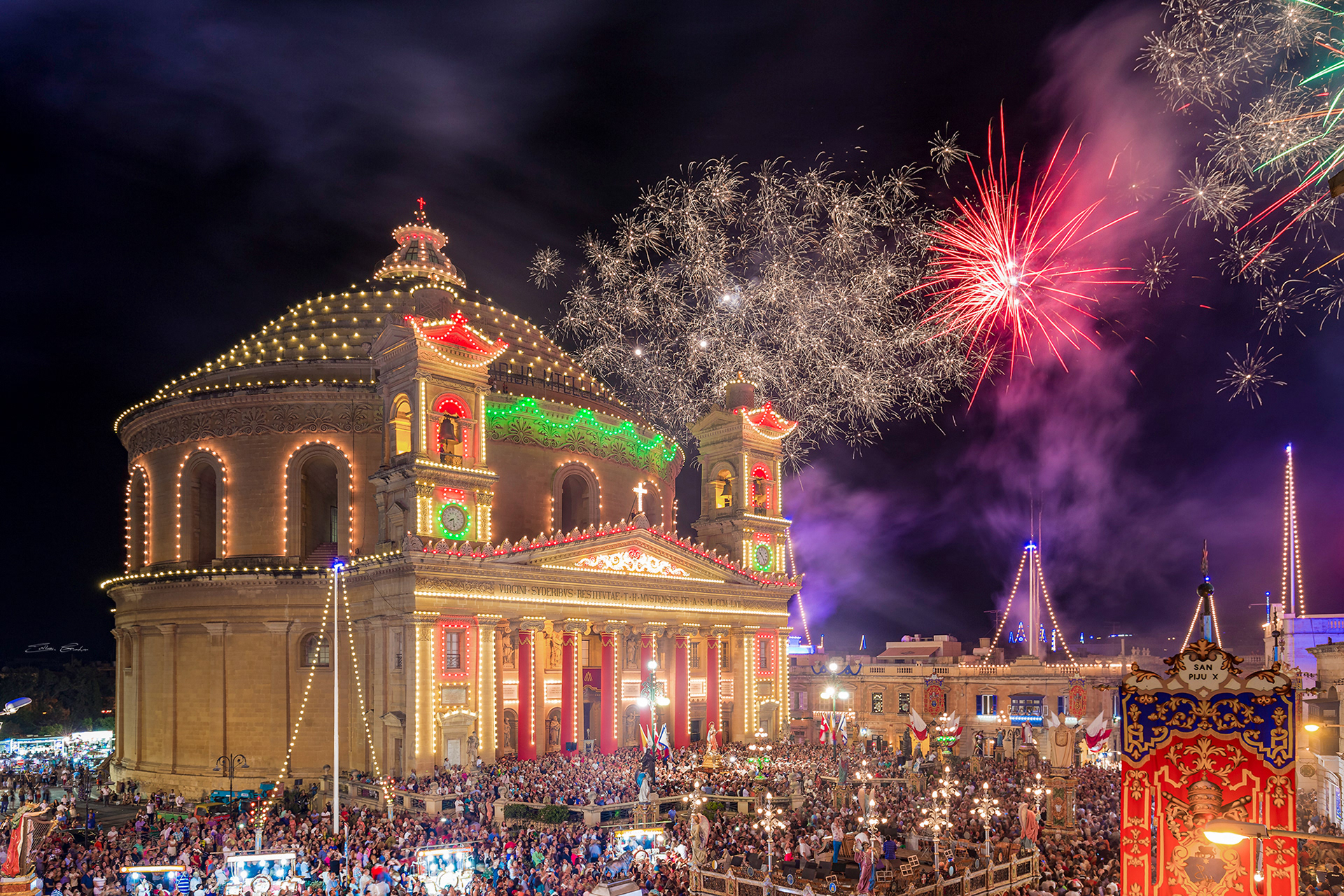 Festa and Fireworks at Mosta Dome