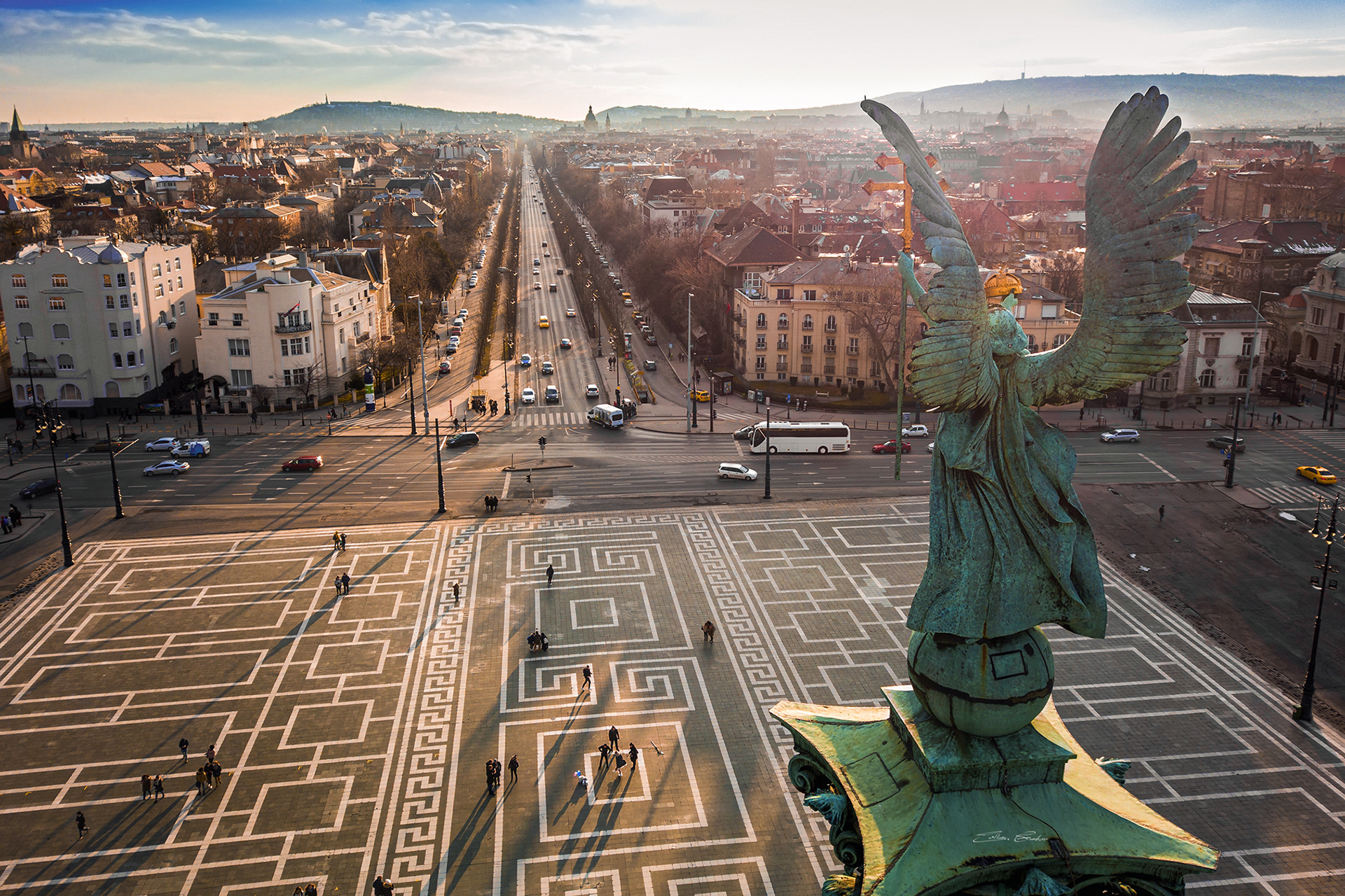 Gabriel Archangel and Andrassy Street at Heroes' Square