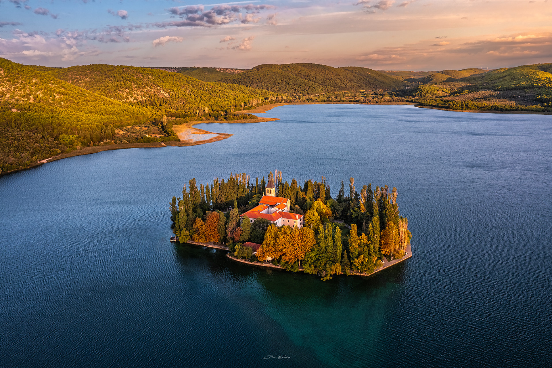 Island of Visovac with the Roman Catholic Visovac Monastery