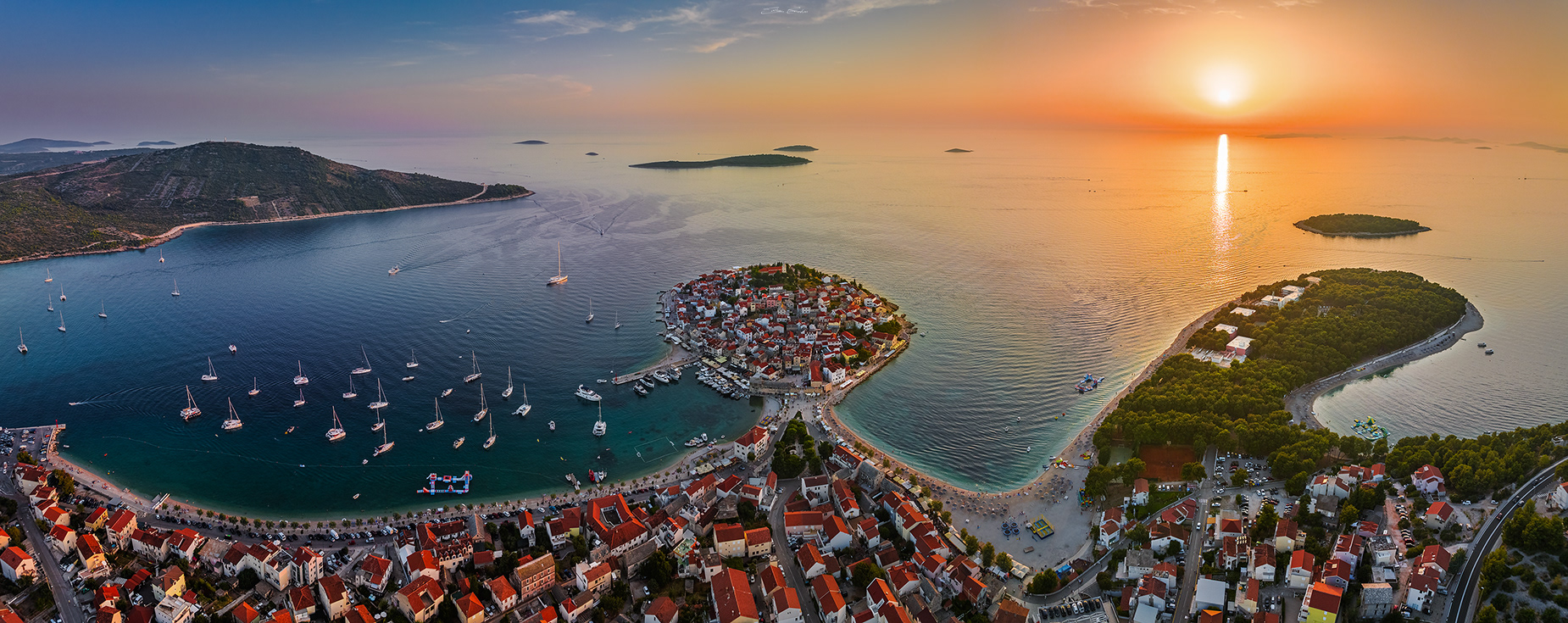 Aerial panoramic view of Primošten - Croatia