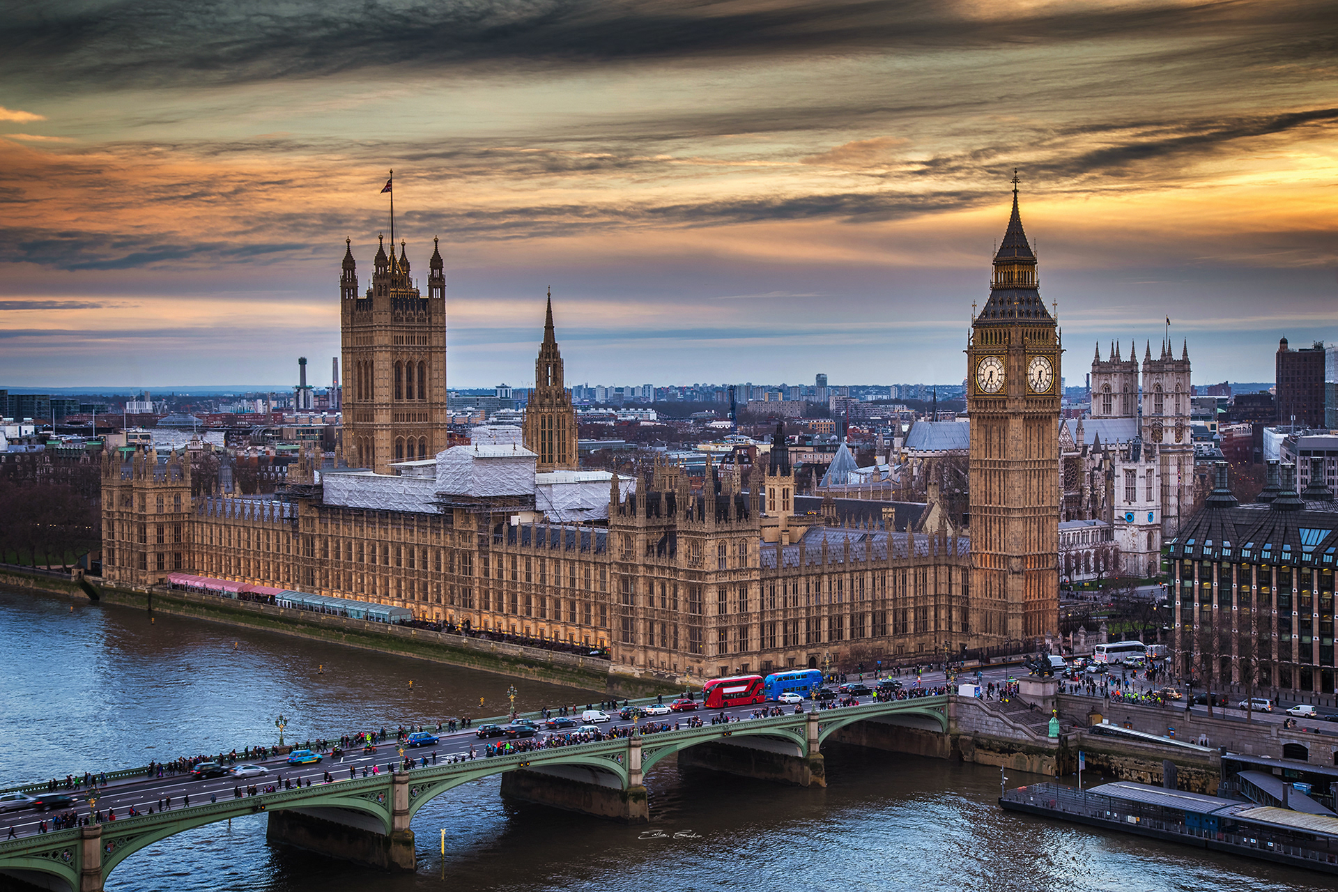 The Big Ben and Westminster Bridge