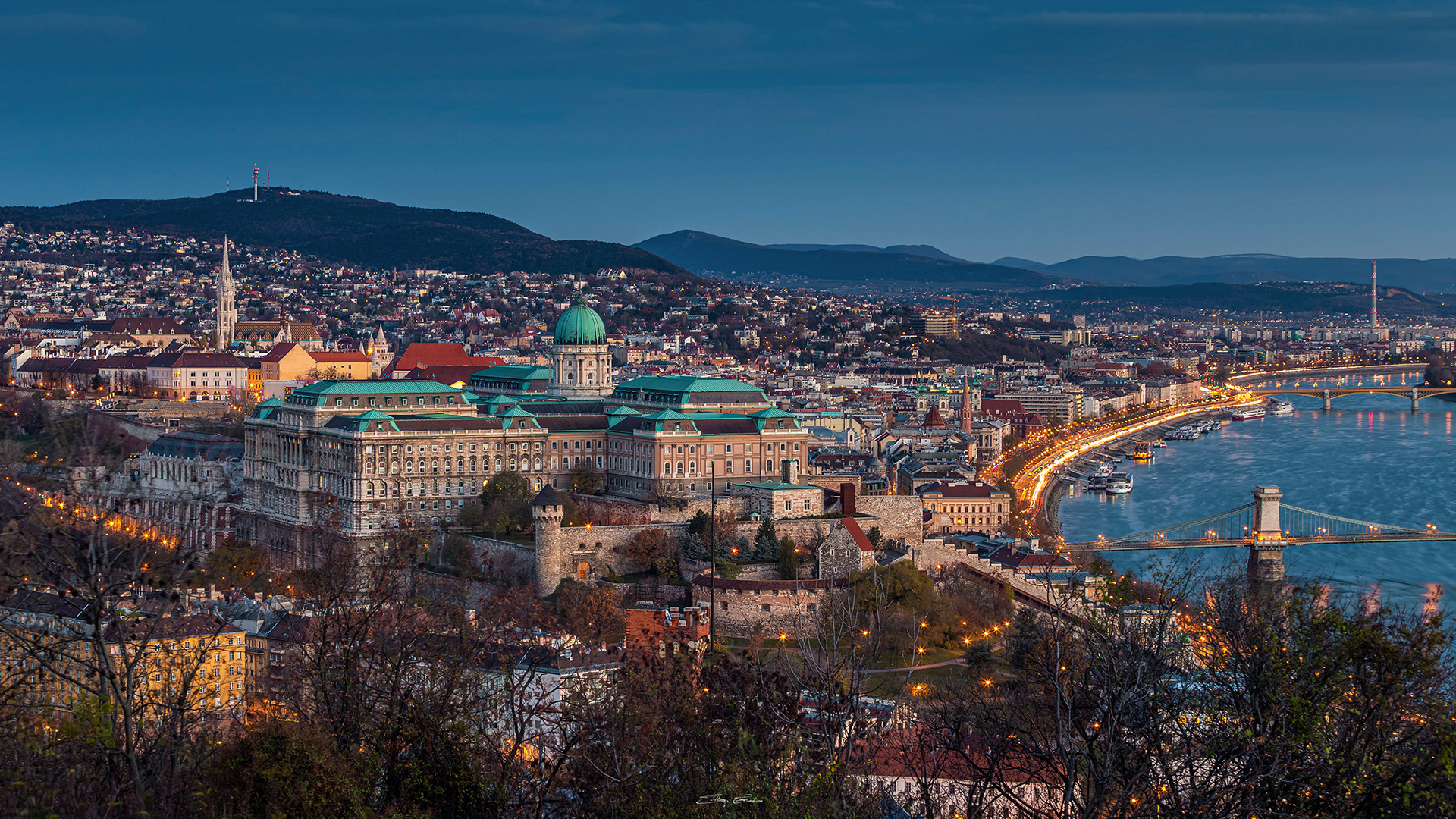 Buda Castle Royal Palace at dusk