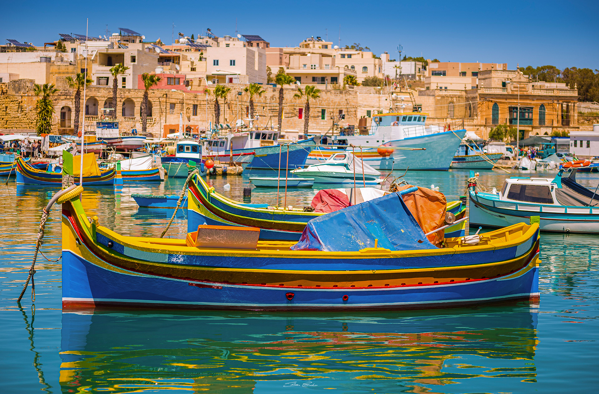 Traditional Maltese Luzzu boat at Marsaxlokk