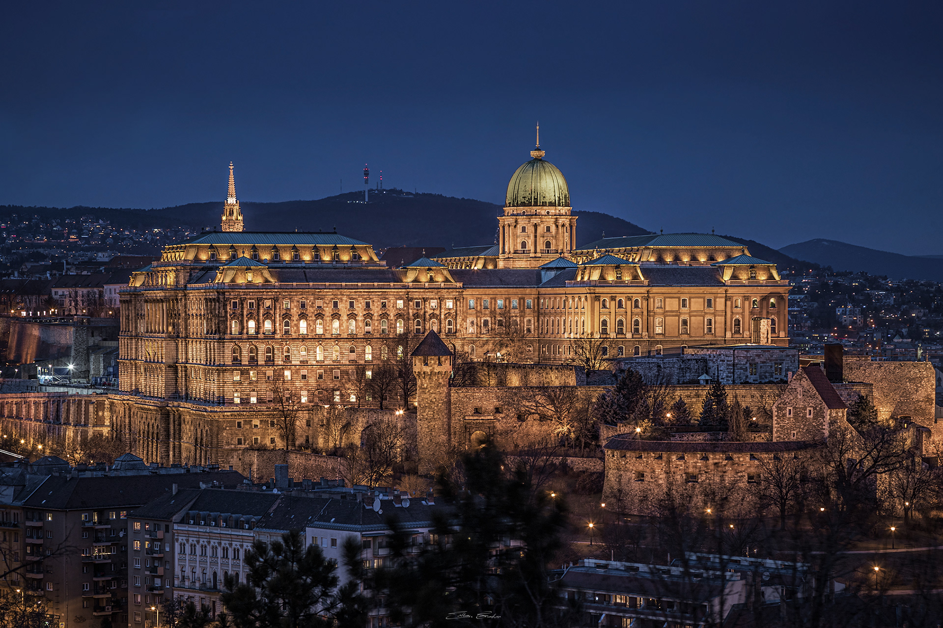 Buda Castle Royal Palace at dusk