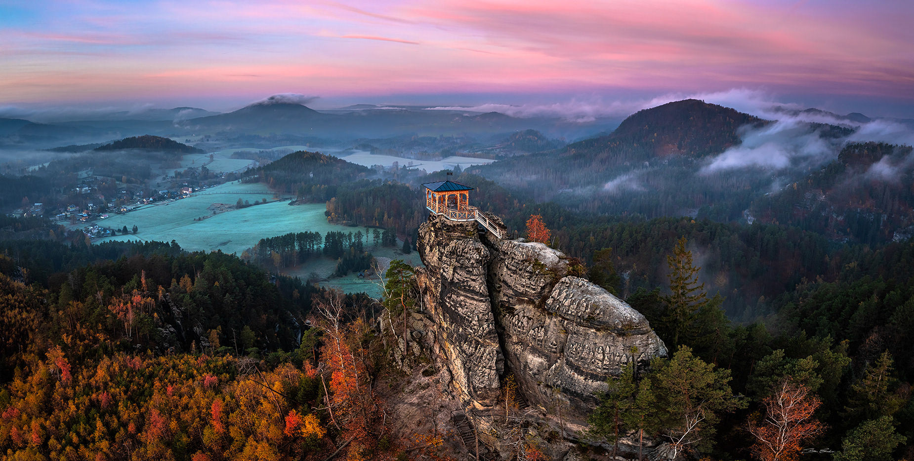 Aerial view of Mariina Vyhlidka (Mary's view) lookout