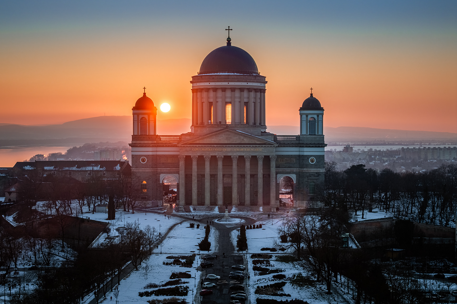 Basilica of Esztergom at winter time