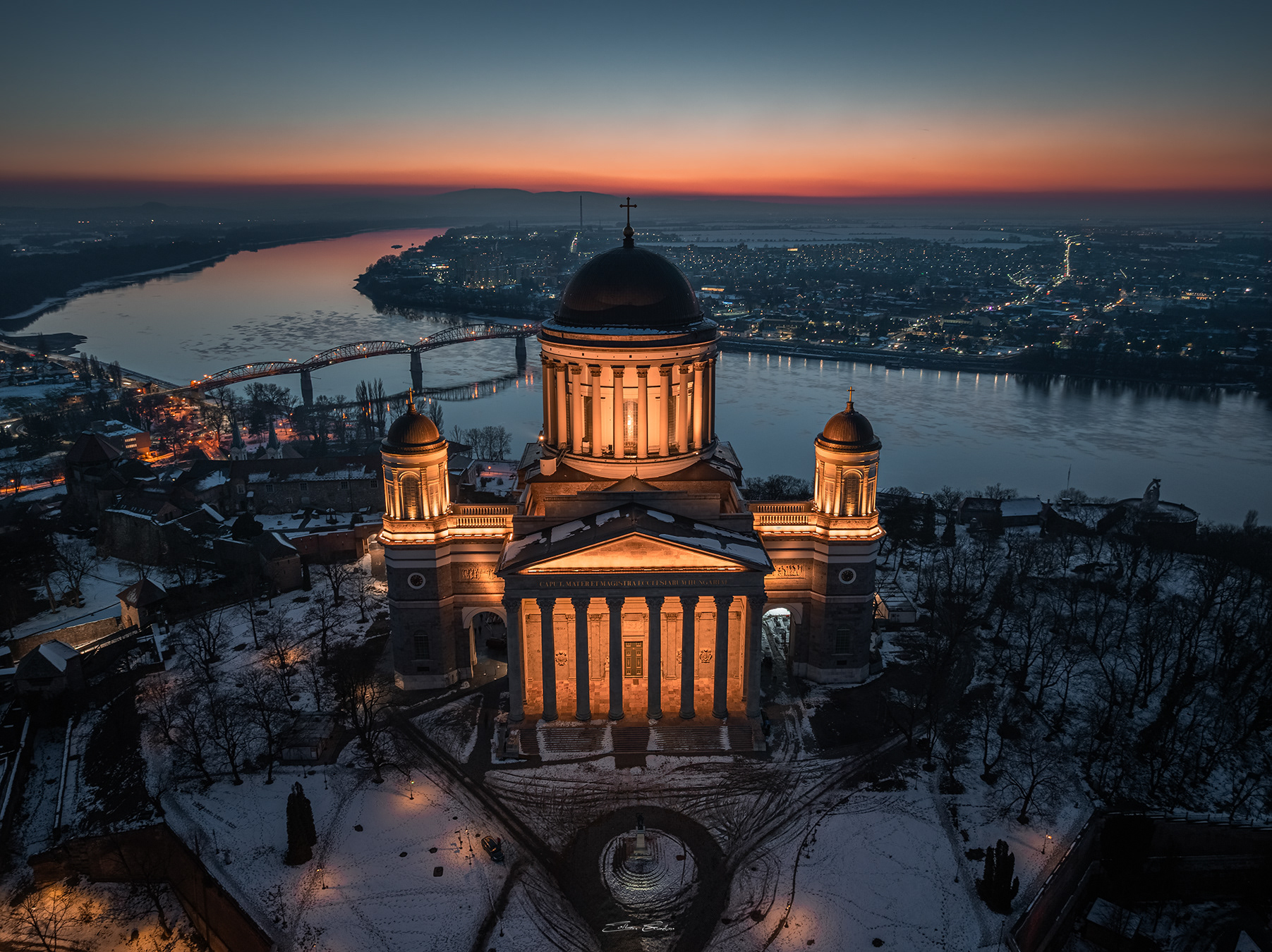 Basilica of Esztergom at winter time