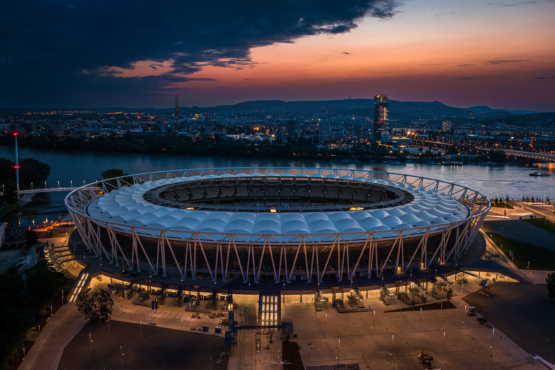 Budapest, Hungary - National Athletics centre from above