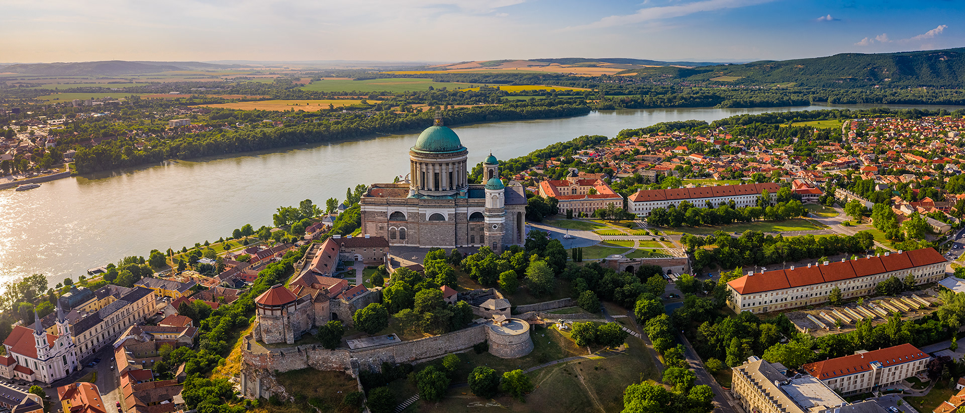 Panoramic Aerial view of the Basilica of Esztergom