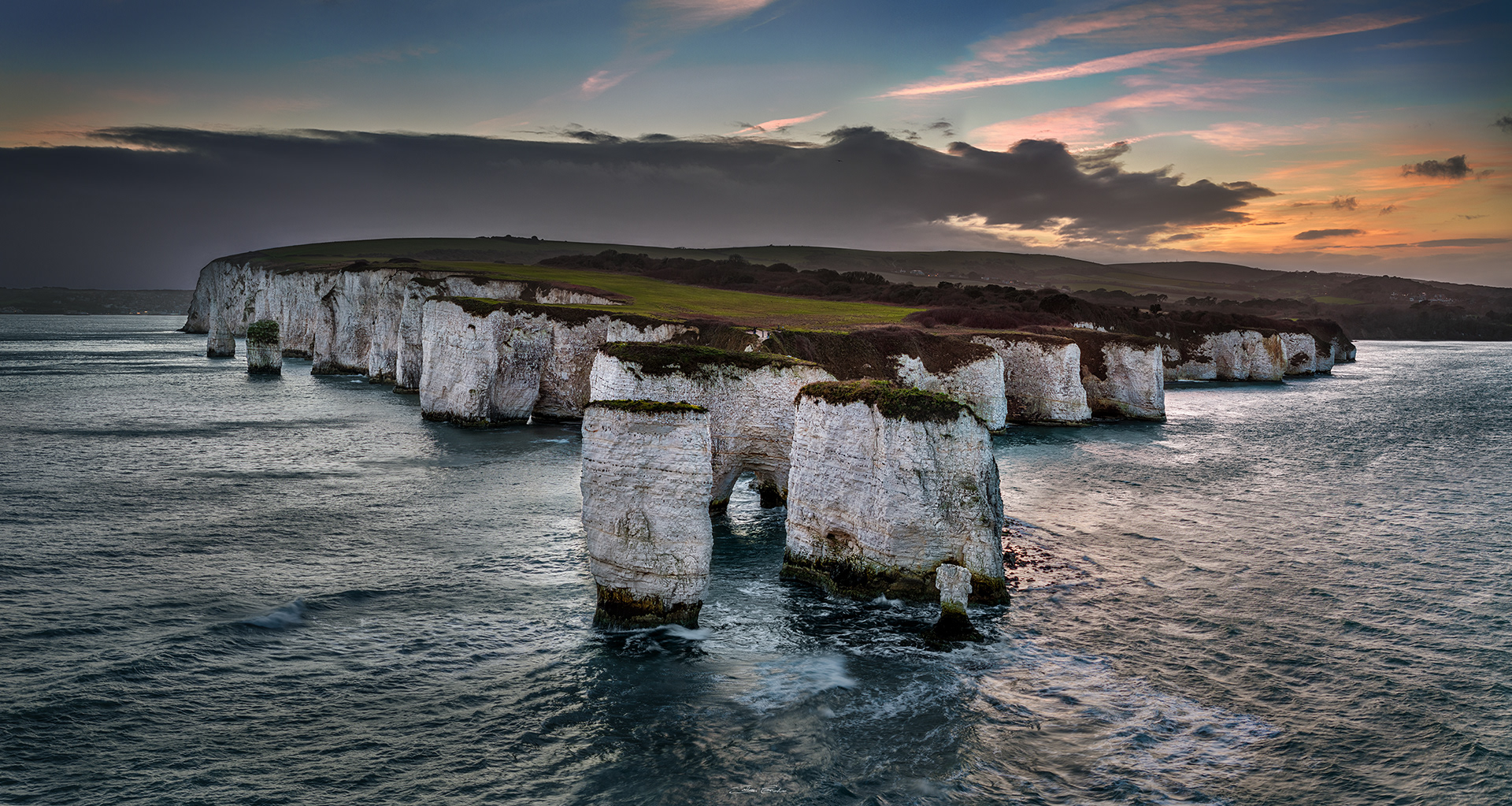 Aerial view of Old Harry Rocks - Dorset, UK