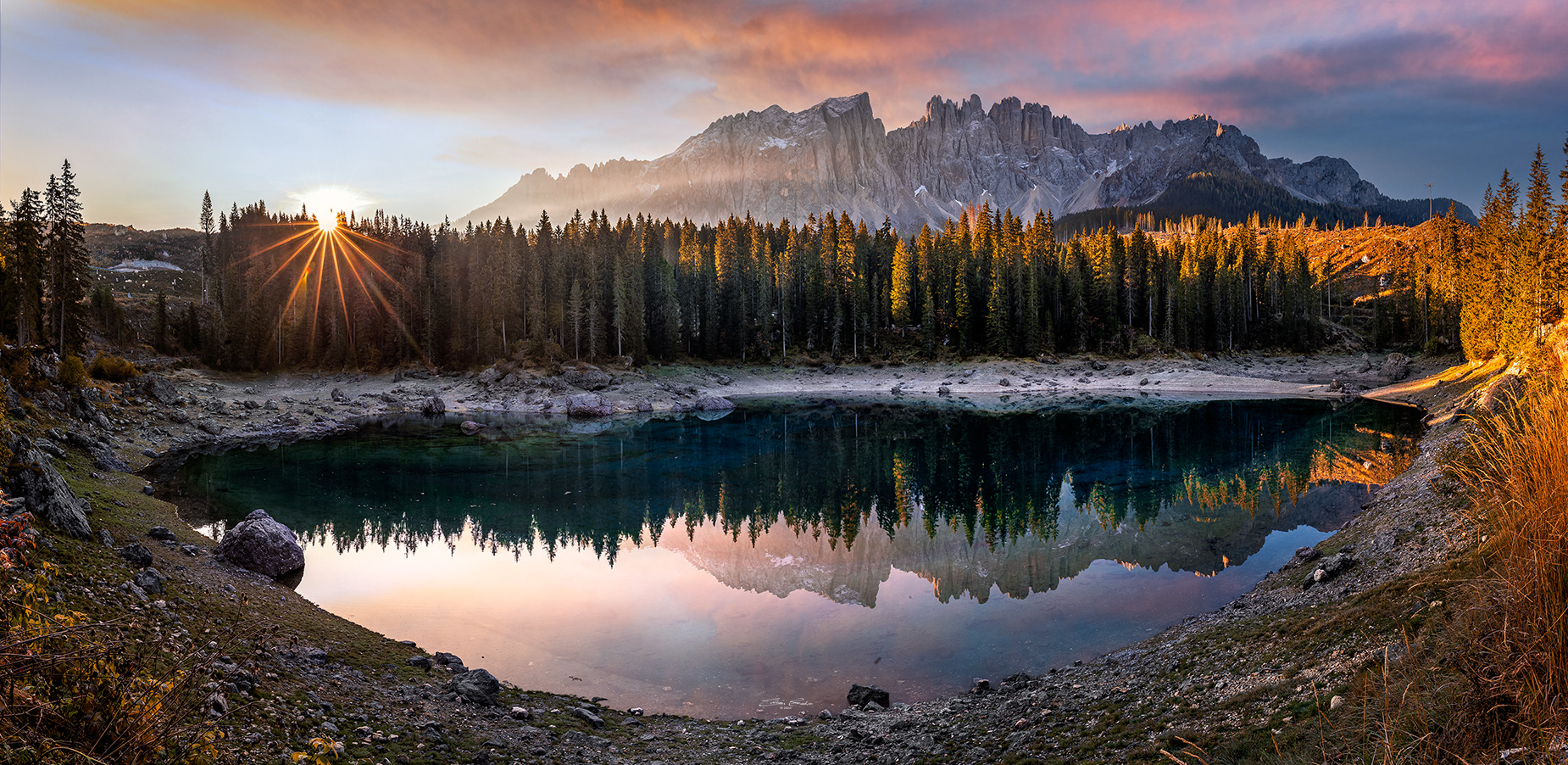 Lake Carezza sunrise