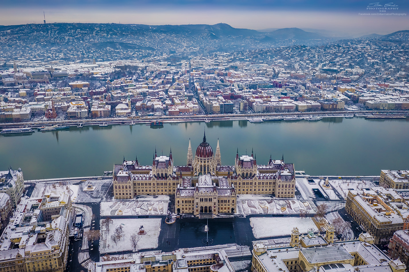 Parliament of Hungary at wintertime