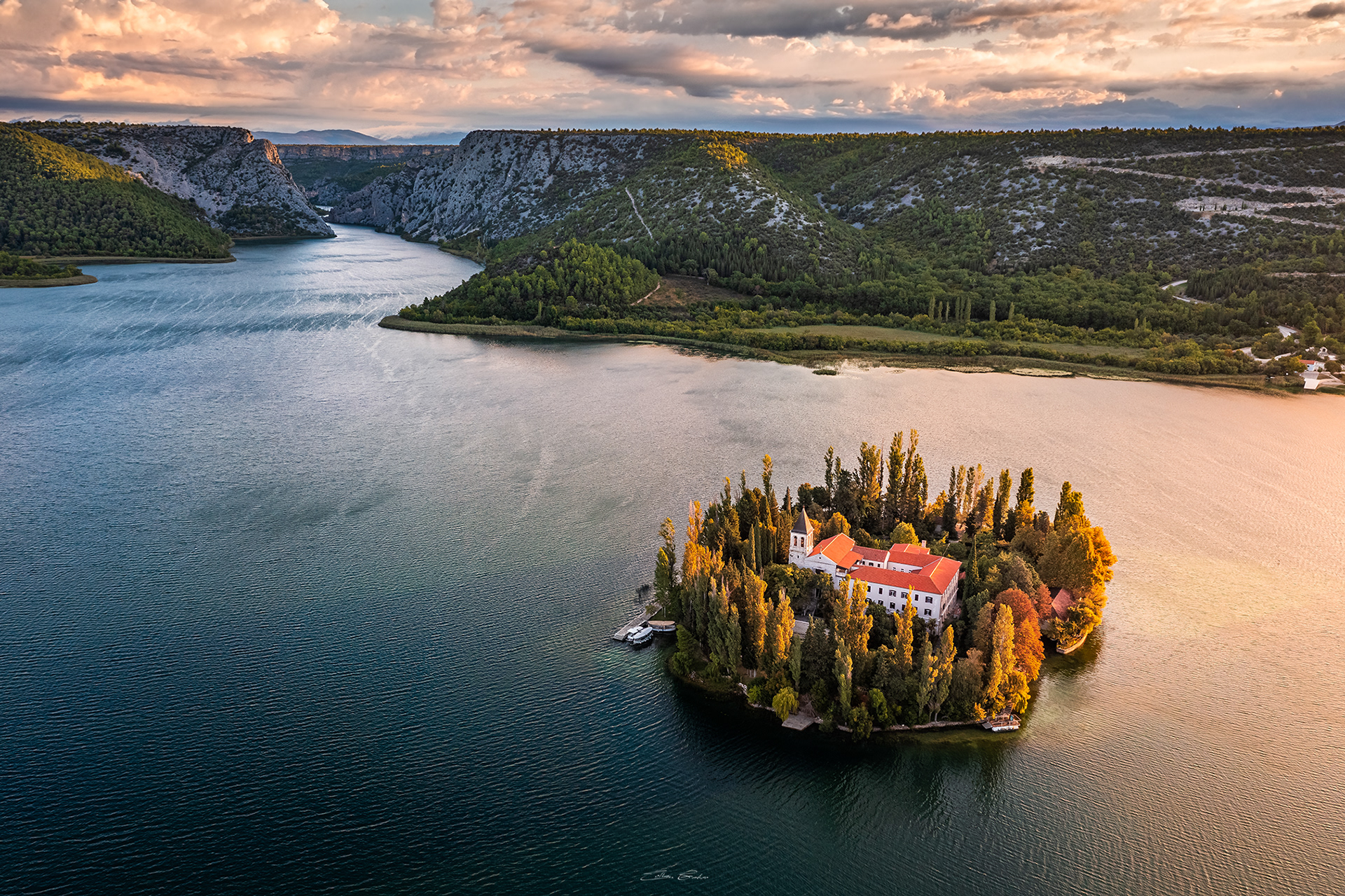 Island of Visovac with the Roman Catholic Visovac Monastery