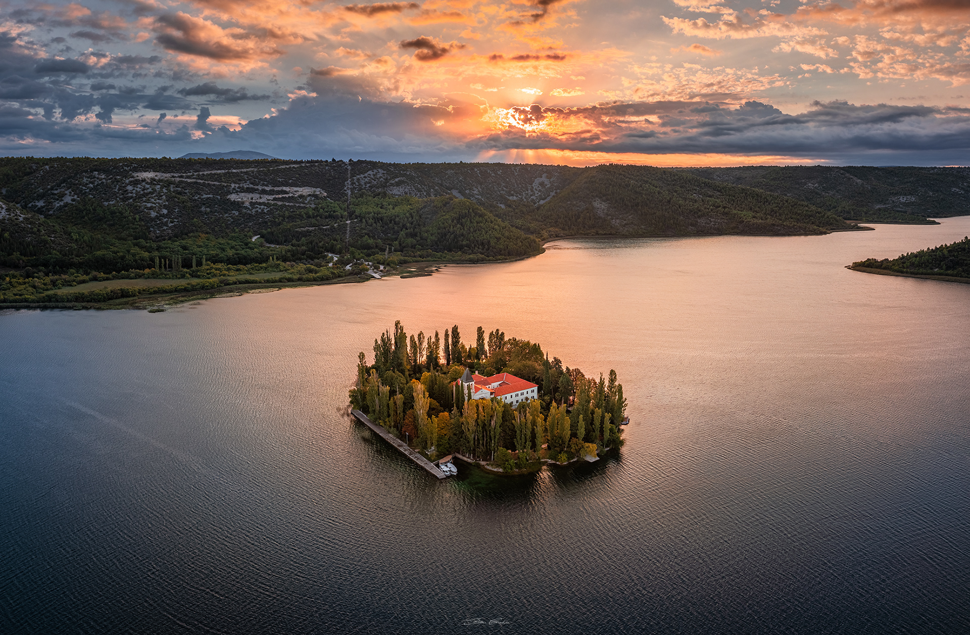 Island of Visovac with the Roman Catholic Visovac Monastery