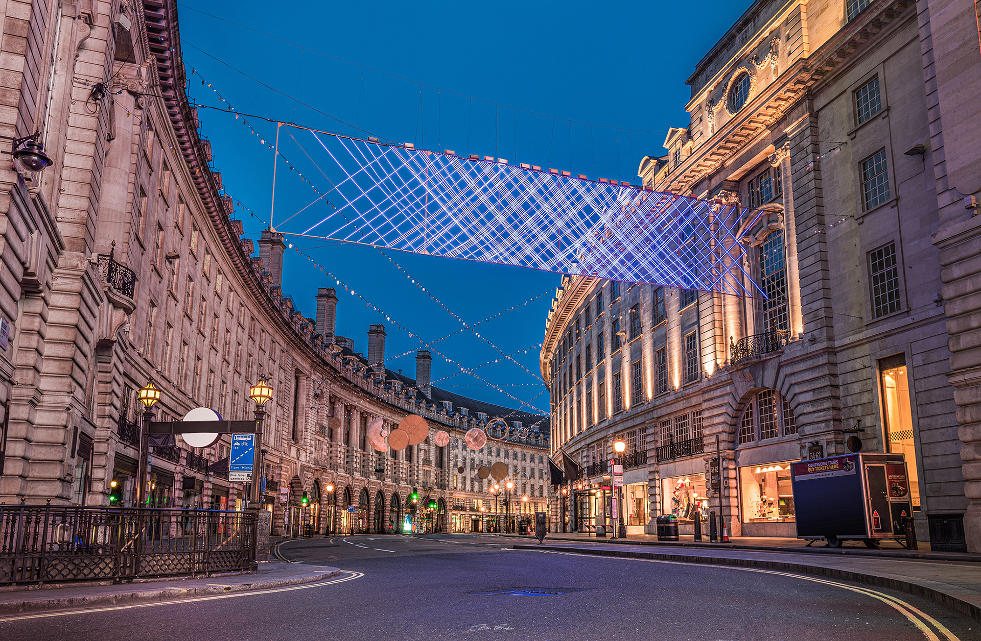 Empty Regent Street on Christmas morning - 25th of December