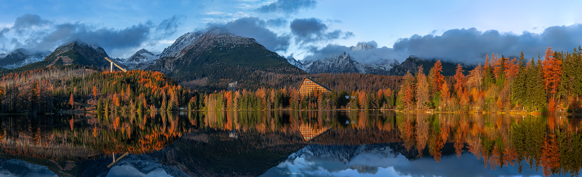 Panoramic view of Strbske lake