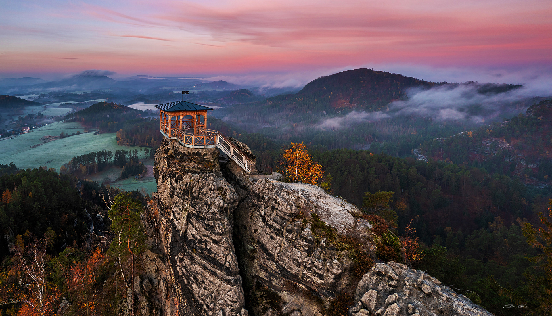 Aerial view of Mariina Vyhlidka (Mary's view) lookout