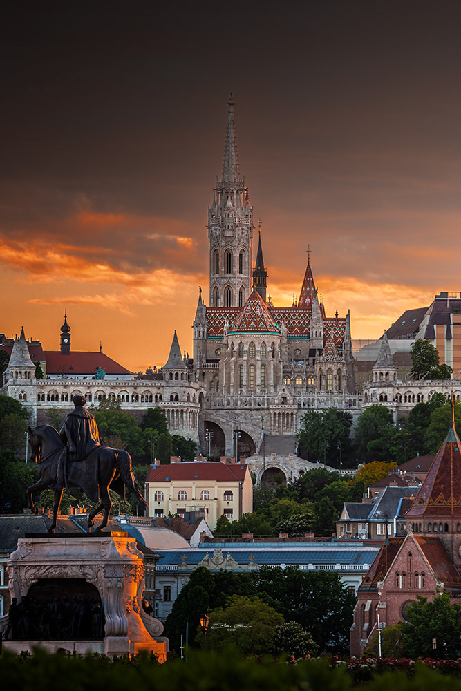 Matthias Church and Fisherman's Bastion at sunset