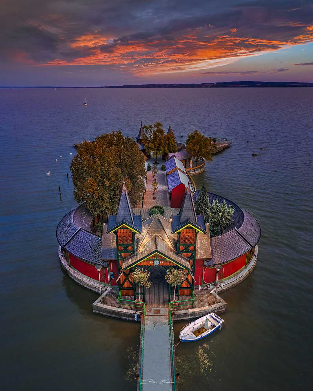 Aerial view of Pier of Keszthely
