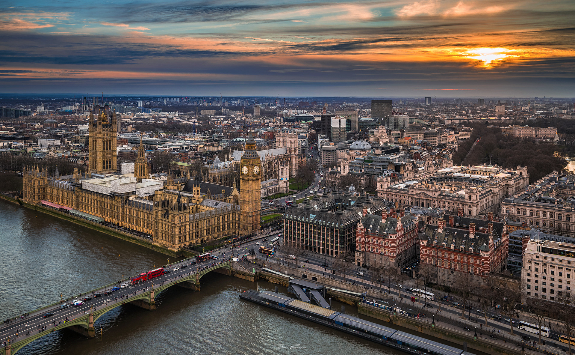 The Big Ben and Westminster Bridge