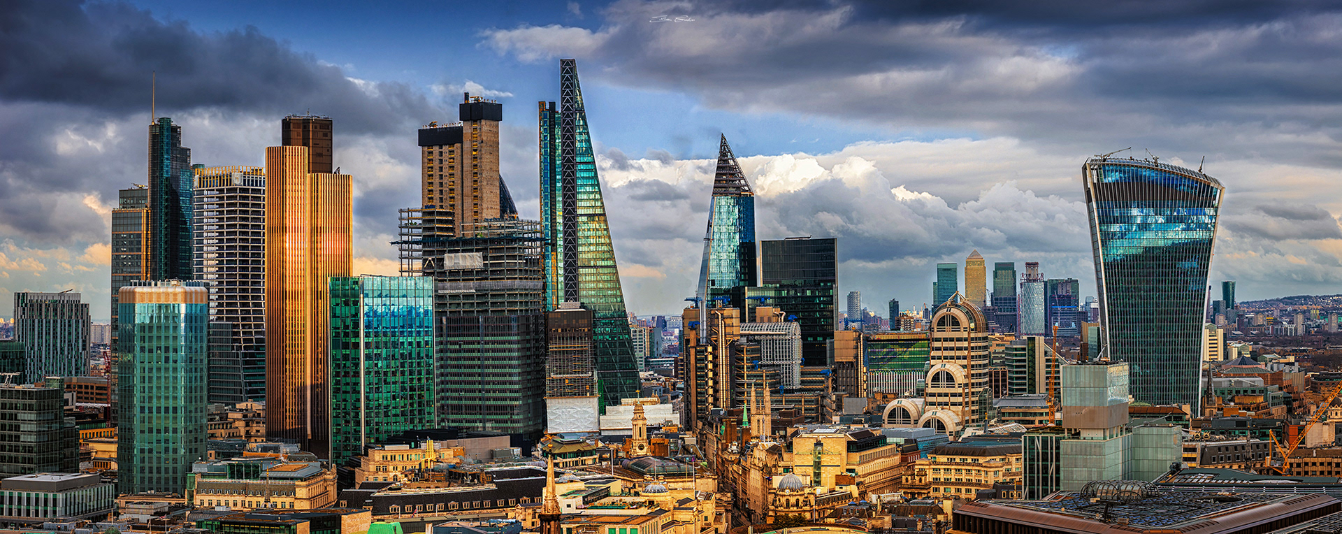 London Skyline with Skyscrapers of Bank