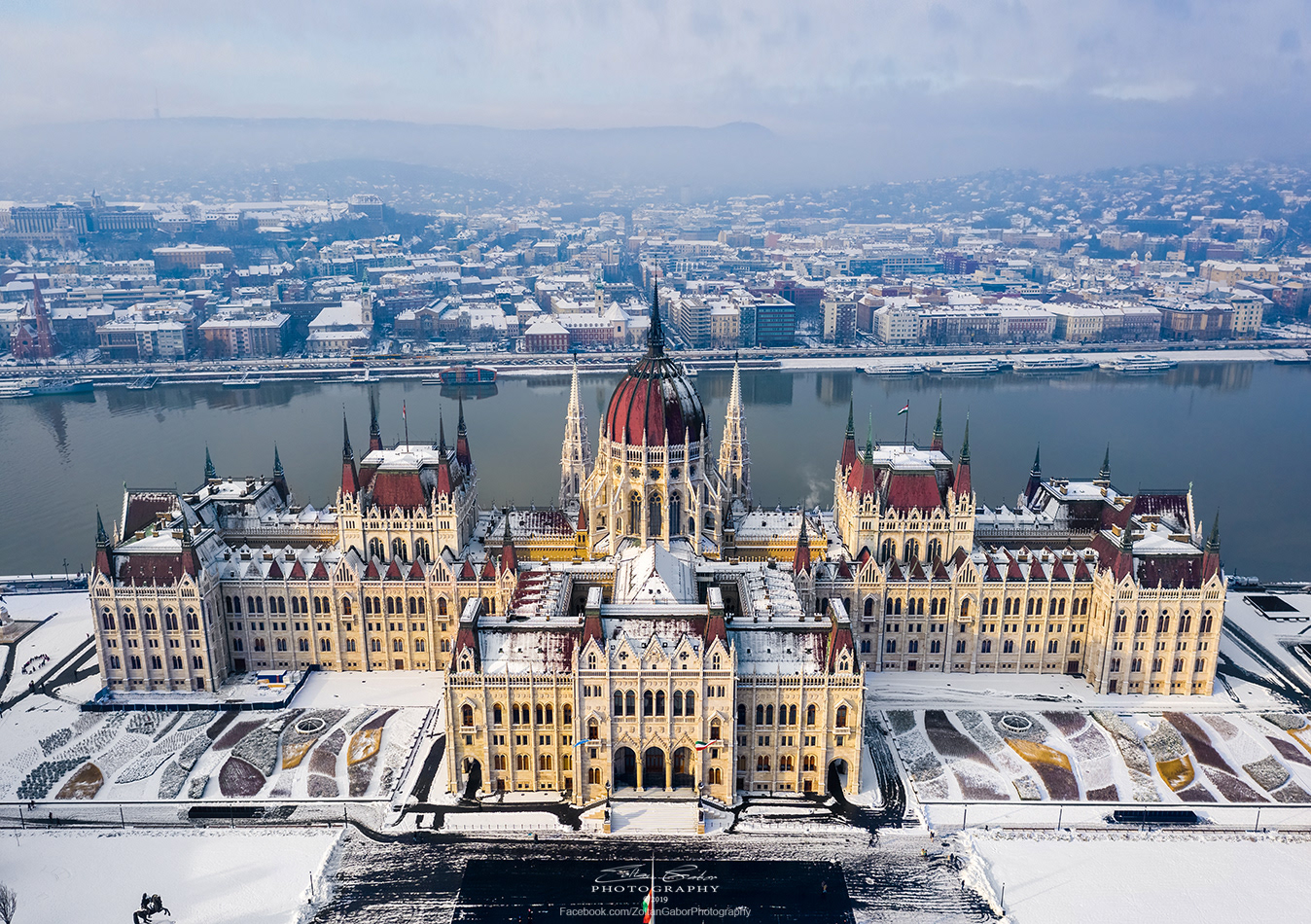 Parliament of Hungary at wintertime