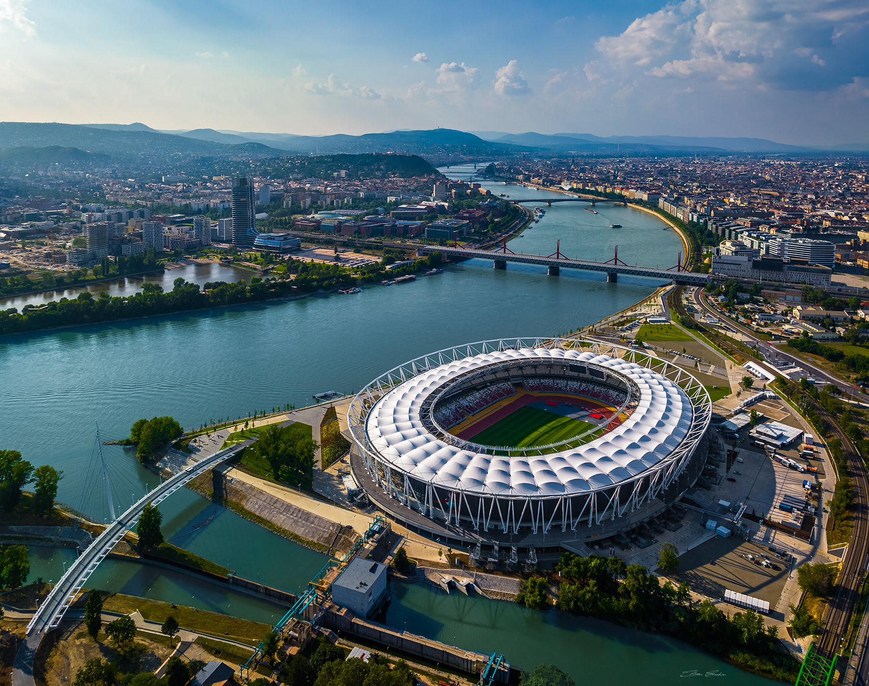 Budapest, Hungary - National Athletics centre from above