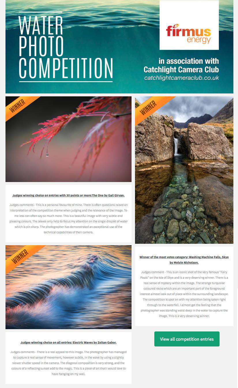 Judges winning choice on the Firmus Energy photo contest